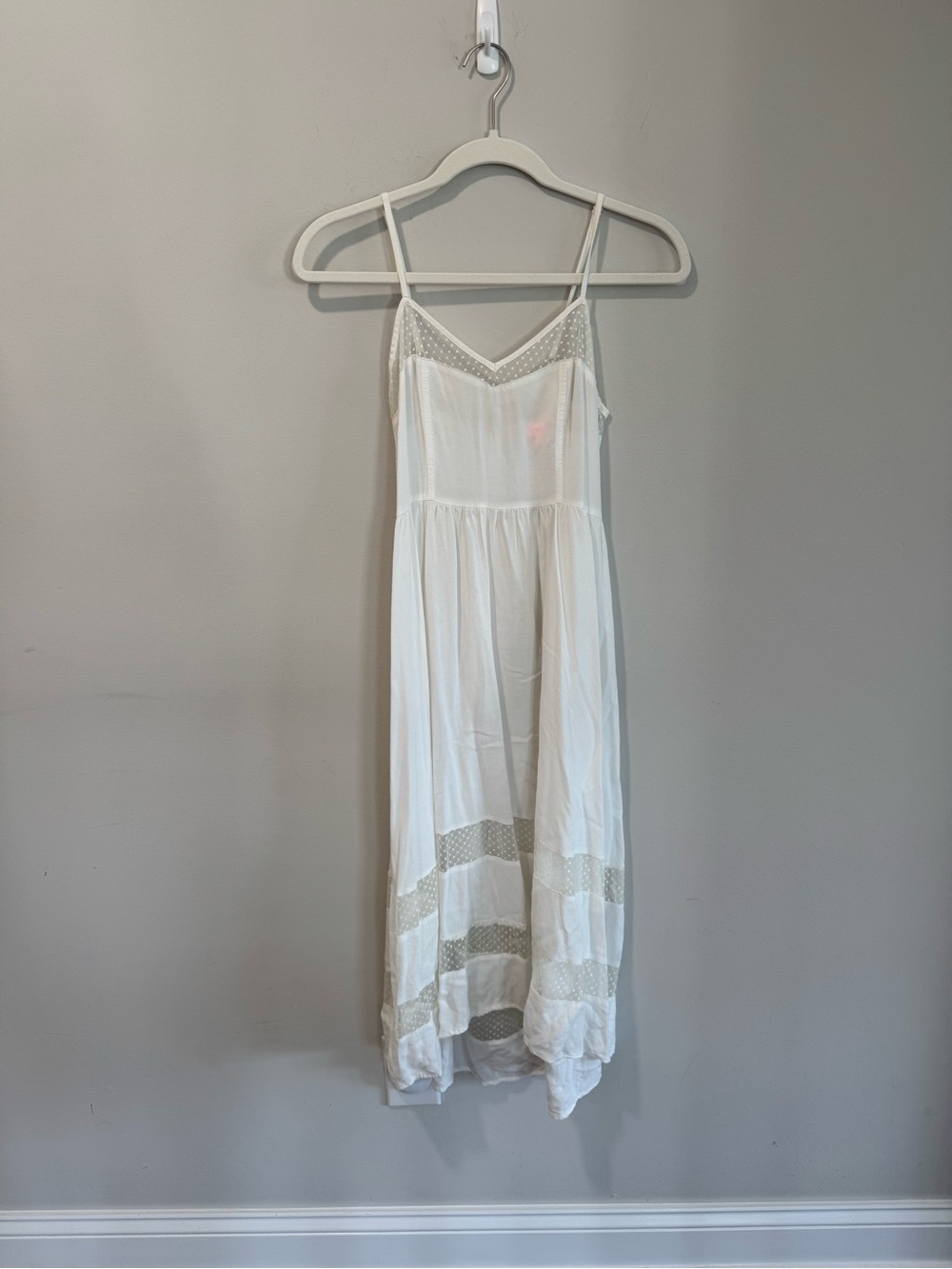 Urban Outfitters White Midi  Dress with Lace Insets